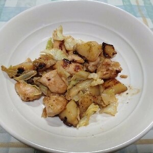 鶏肉とじゃがいも、キャベツの中華いため